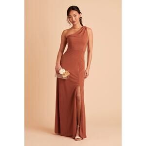 1242NWT Birdy Grey Kira Chiffon Bridesmaids Asymmetrical Dress Terracotta Medium
